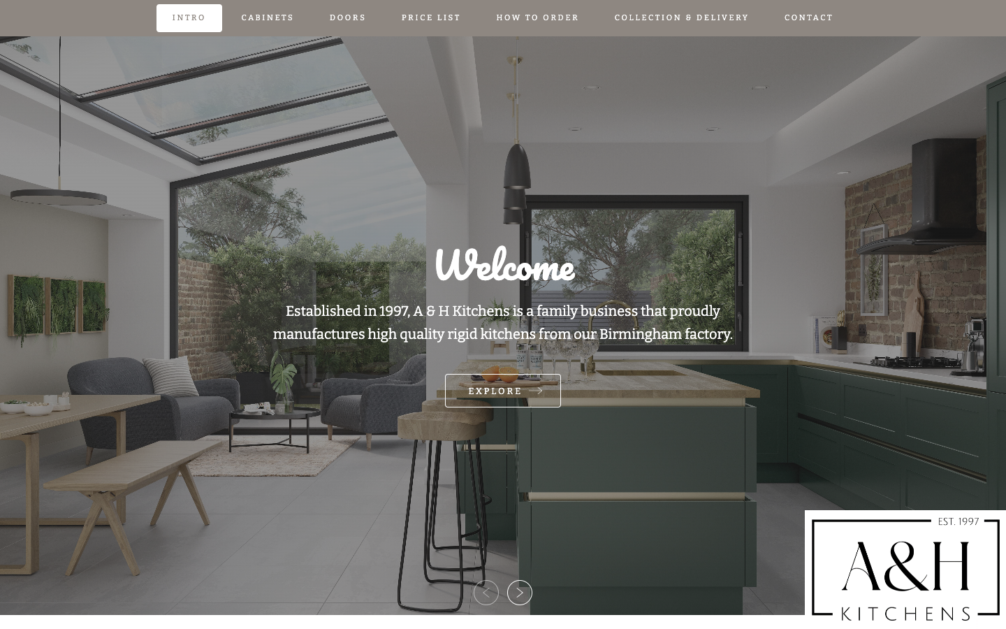 A&H Kitchens homepage